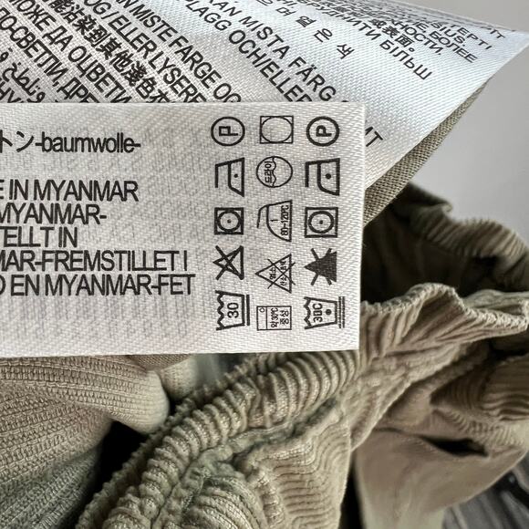 ZARA Green Corduroy Pant High Rise Tapered Leg Regular Fit Casual Zip Fly Size 8 - Picture 6 of 7